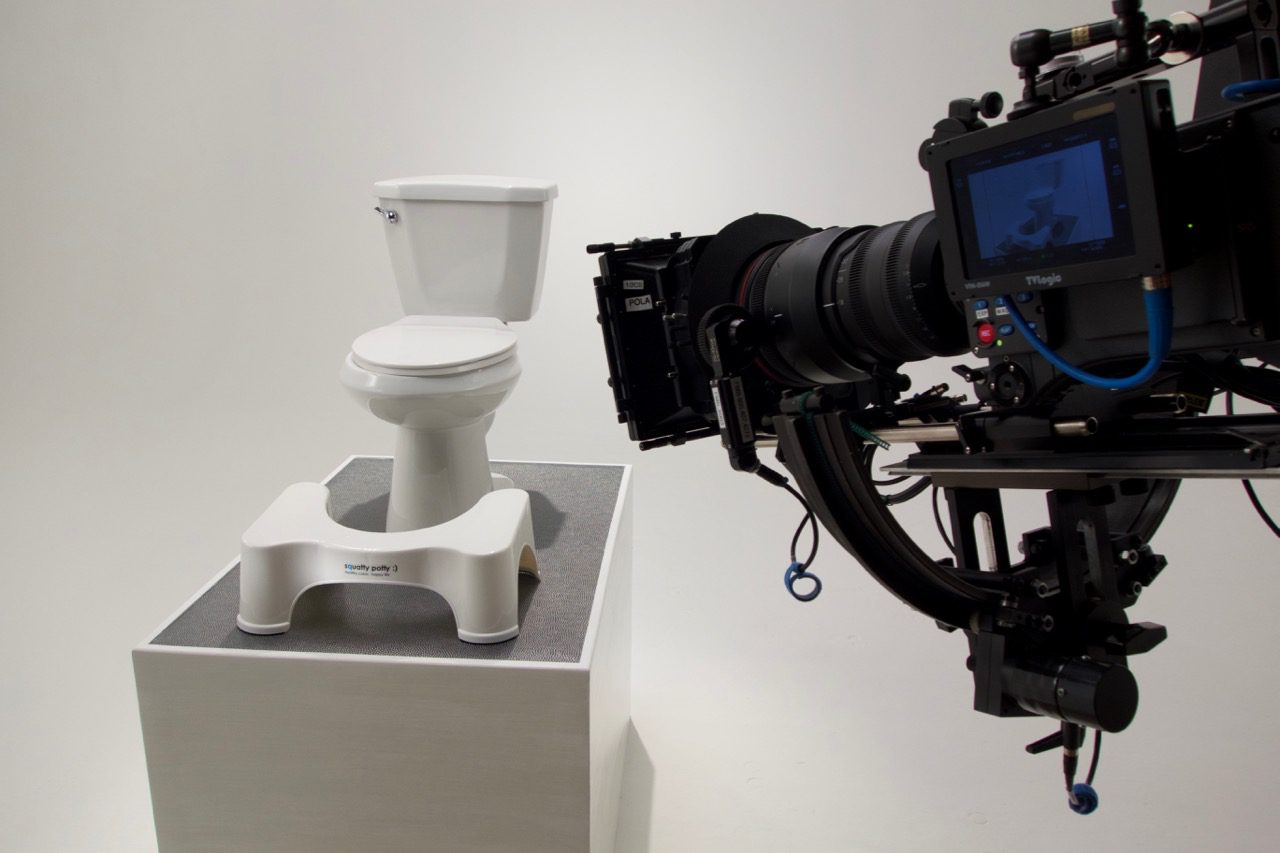 Camera filming toilet