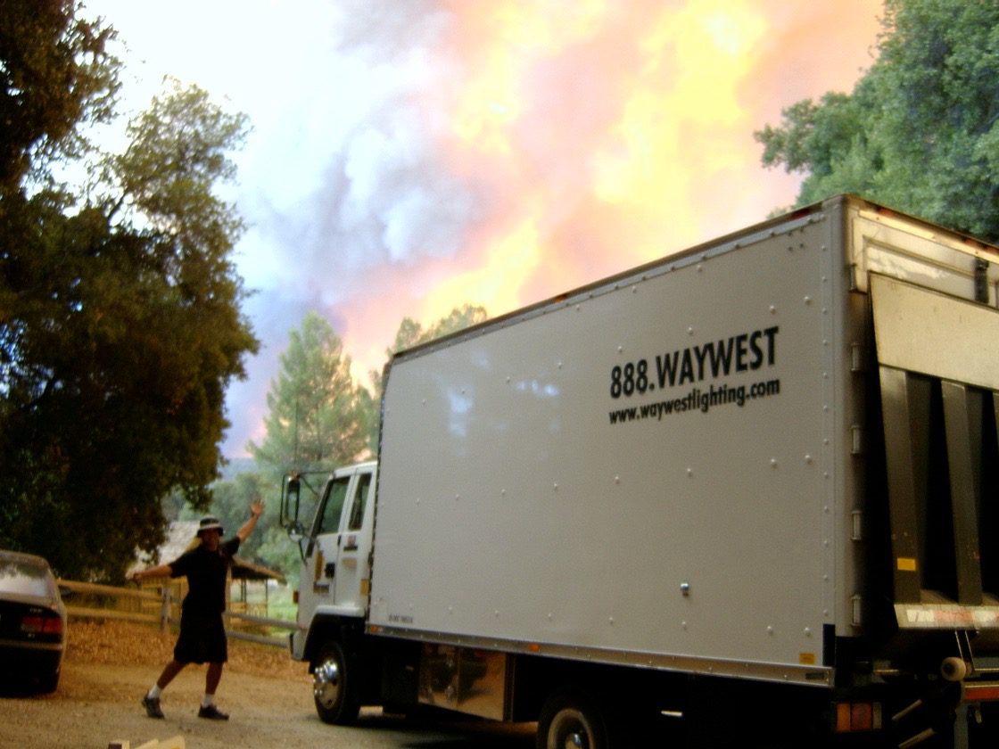 Waywest Truck driving away from fire