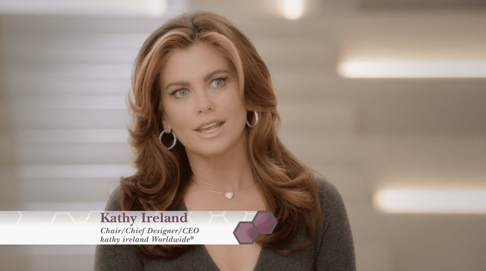 Kathy Ireland talking about her beauty products
