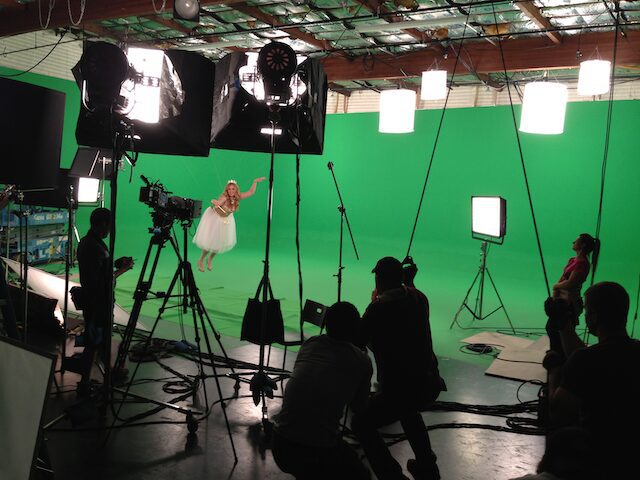 Fairy flying over green screen